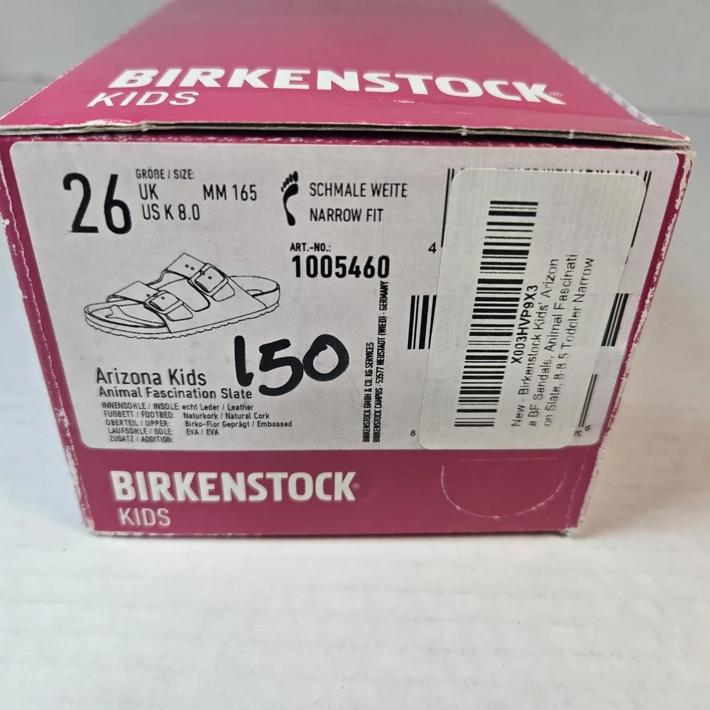 Birkenstock Arizona Kids Animal Fascination Slate/Black Sandals Size EU 26 US 8 - Picture 8 of 8